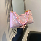 Spring Autum Women Shoulder Bags Print Handbag Pu Leather Casual Underarm Totes