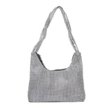 Spring Autum Silver Rhinestone Evening Bag Handbag For Dinner Party