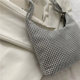 Spring Autum Silver Rhinestone Evening Bag Handbag For Dinner Party