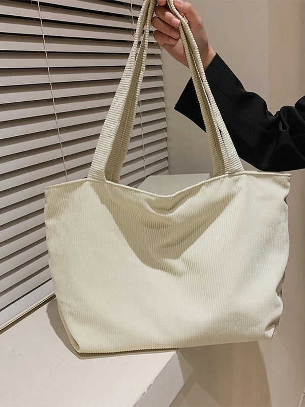 Spring Autum Women Corduroy Shoulder Bag Casual Tote Female Eco Crossbody Bag