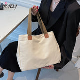 Japanese Style Canvas Shoulder Bag Large Capacity Tote Bag