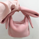 Spring Summer Pink Spliced Bow Handbag Evening Clutch Bags