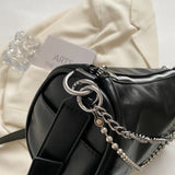 Fashionable Crossbody Shoulder Bag Party Shopping Chain PU Leather