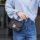 Embroidered Diamond Lattice Chain Shoulder Bag