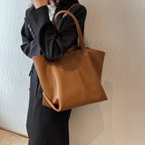 Leisure Tote PU Leather Women Shoulder Bags Large Capacity Shopping Handbags