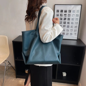 Leisure Tote PU Leather Women Shoulder Bags Large Capacity Shopping Handbags