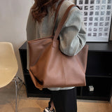 Leisure Tote PU Leather Women Shoulder Bags Large Capacity Shopping Handbags
