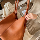 Fashionable PU Leather Tote Shoulder Bag for Women with Large Capacity