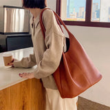 Fashionable PU Leather Tote Shoulder Bag for Women with Large Capacity