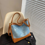 Fashionable Multi-function PU Leather Denim Shoulder Top Bag