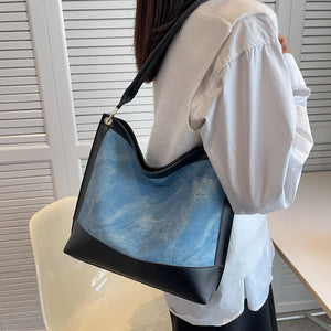 Fashionable Multi-function PU Leather Denim Shoulder Top Bag