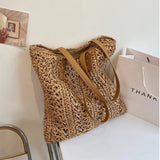 Retro Style Shoulder Bag Hollow Large-Capacity Straw Bag