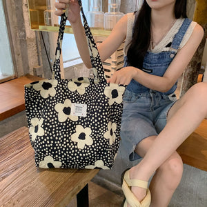 Floral Canvas Handbag Vintage Art Shoulder Bag