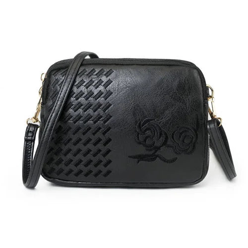 Embroidered Crossbody Bag for Women - Small Shoulder Purse with 3 Compartments