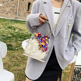 Transparent Bag Women Bag 2pcs/set Ribbons Handbag PVC Clear Bag