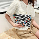 Ethnic Style Stripe Printing Handbag Chain One Shoulder Diagonal Bag