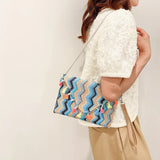 Ethnic Style Stripe Printing Handbag Chain One Shoulder Diagonal Bag