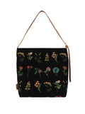 Velvet Flower Printed Tote Messenger Bag Large Capacity Handbag