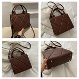 Plaid Pu Leather Crossbody Bag Top Handle Purse
