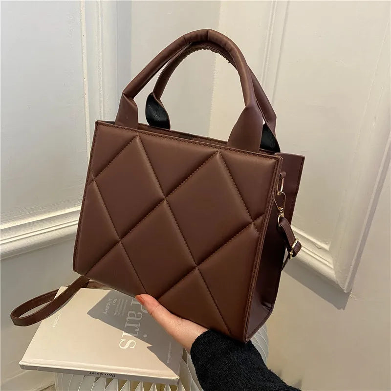 Plaid Pu Leather Crossbody Bag Top Handle Purse
