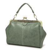 Vintage Green PU Leather Tote Bag Women Messenger Bags