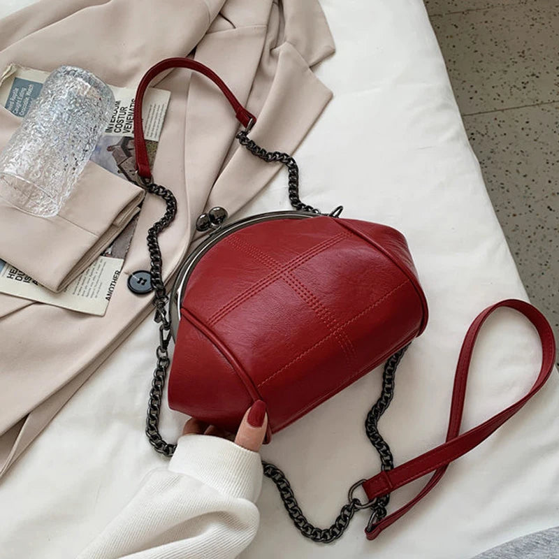 Vintage Shell Bag Female Lock Chain Shoulder Crossbody Bags for Women