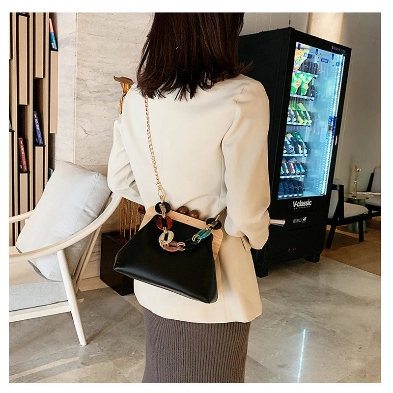 Vintage High Chain Bag Solid Female Clutch Handbag