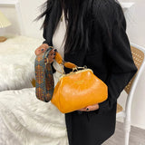 Vintage PU Leather Handbag Kiss Lock Clip Evening Clutch Retro Shoulder Bag