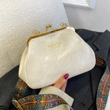 Vintage PU Leather Handbag Kiss Lock Clip Evening Clutch Retro Shoulder Bag