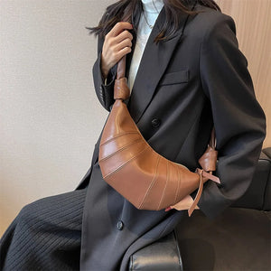 Vintage Brown Women Underarm Bag Messenger Shoulder Dumpling Bag