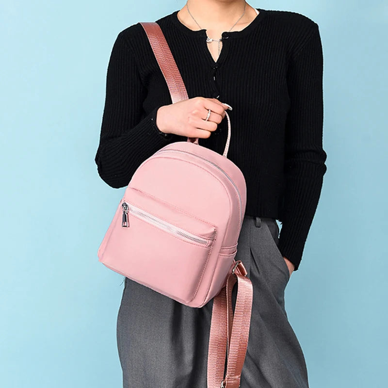 Waterproof Oxford Backpack for Women School Bags Solid Travel Small Bag