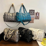 Winter Women's Shoulder Messenger Bags Down Fabric Female Padded Tote Bag Ladies