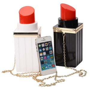 Acrylic Lipstick Shape Chain Evening Bag Vintage Party Purse Handbag