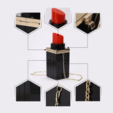 Acrylic Lipstick Shape Chain Evening Bag Vintage Party Purse Handbag