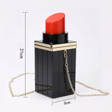 Acrylic Lipstick Shape Chain Evening Bag Vintage Party Purse Handbag