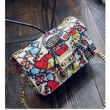 Graffiti Mini Bag Women Messenger Clutch Chain Handbags
