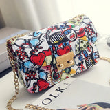 Graffiti Mini Bag Women Messenger Clutch Chain Handbags