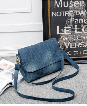Denim Shoulder Bags Small Casual Book Bags Travel Jeans Bags for Women