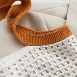 Women Mesh Woven Top Handle Shoulder Bag