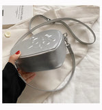 Heart Shaped Shoulder Bags Silver Printed Letters Cross Body Bags