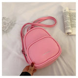 Women Leather Backpack Printed Letters Travel Bags Mini Women Backpack