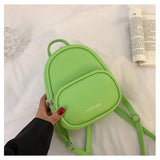 Women Leather Backpack Printed Letters Travel Bags Mini Women Backpack