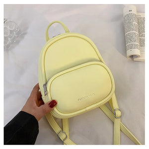 Women Leather Backpack Printed Letters Travel Bags Mini Women Backpack