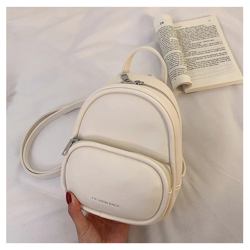 Women Leather Backpack Printed Letters Travel Bags Mini Women Backpack