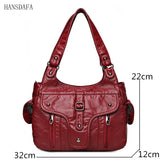 Soft Large Capacity Leather Tote Bags High Female Shoulder Bags