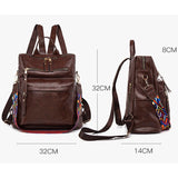 Retro PU Leather Backpack Large Capacity Travel Bag