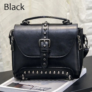 Vintage Messenger Bag Women Crossbody Rivet Handbag Motorcycle Bag