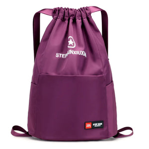 Women's Drawstring Backpack Large Capacity Multi-Pocket Outdoor Travel Bag