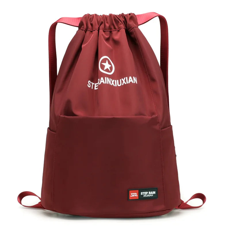Women's Drawstring Backpack Large Capacity Multi-Pocket Outdoor Travel Bag