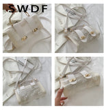 Women Transparent Graffiti Shoulder Bag PVC Messenger Handbag Crossbody Purse